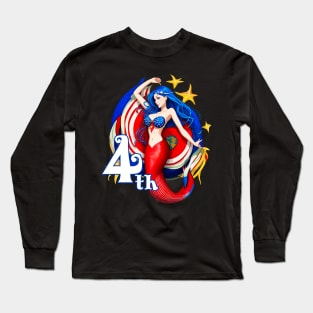 Independence day 4th july mermaid Long Sleeve T-Shirt